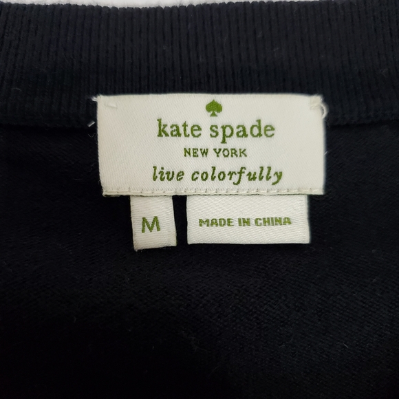 Kate Spade Cardigan Sweater Embellished Jeweled Beaded Collar Black Women’s M - Picture 9 of 15